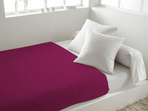 Drap plat 240x290 cm en coton 57 Fils SOLEIL D'OCRE cassis