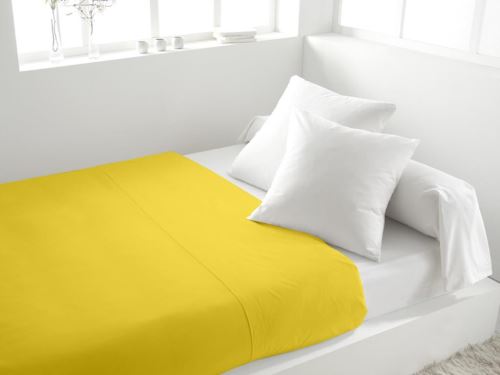 Drap plat 260x300 cm en coton 57 Fils SOLEIL D'OCRE jaune
