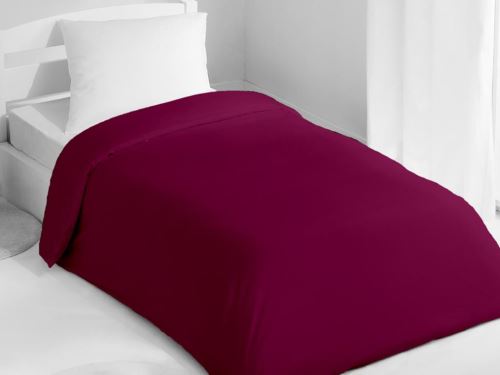 Housse de couette 140x200 cm coton uni cassis