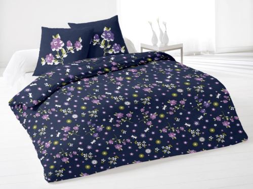 Housse de couette et 2 taies LEA bleu