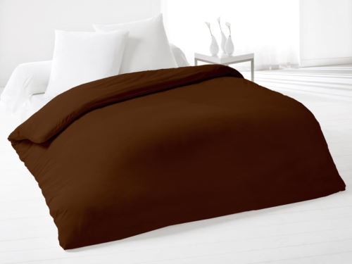 Housse de couette 220x240 cm coton uni chocolat