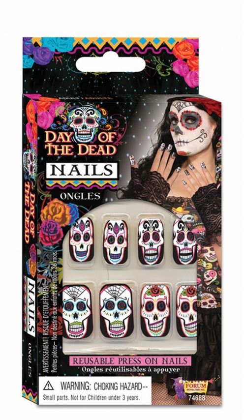 Faux Ongles Dia de los Muertos - Halloween