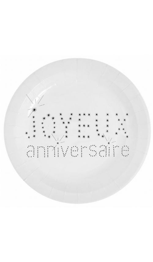 Assiettes Anniversaire Blanche x10