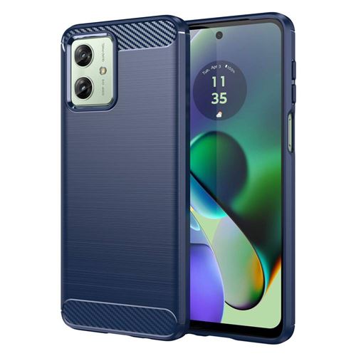 Coque pour Motorola Moto G54 5G - housse etui silicone gel carbone + film ecran - BLEU FONCE - htdmobiles