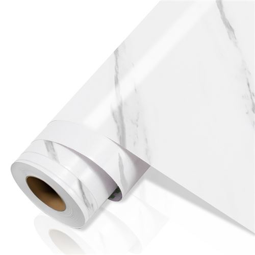 Papier adhésif Film adhésif décoratif pour Meuble PVC Imperméableautocollant Marbre Blanc 500x61cm