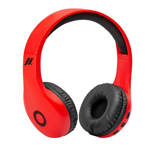 Casque stéréo réglable avec oreillettes soft et microphone intégré, wireless V5.0, touches pour gestion appels et musique Rouge