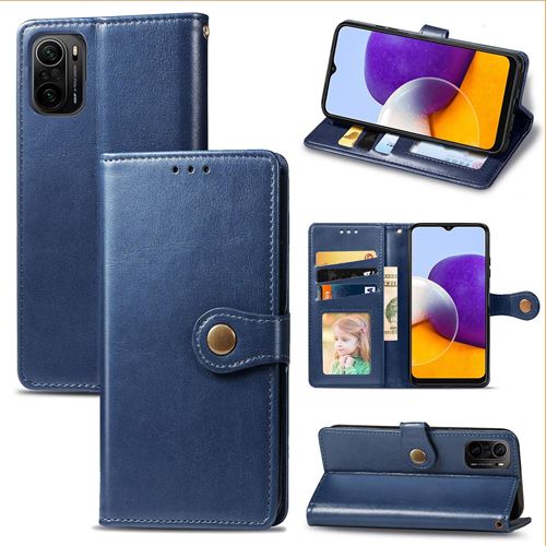 MPFRANCE Housse pour Xiaomi Poco F3 Bleu [Porte Carte, etui portefeuille, boucle]