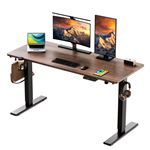 Bureau électrique assis-debout 140x70 cm – Hauteur réglable – Mémoire & anti-collision – Ports USB-A & Type-C – Finition bois noyer