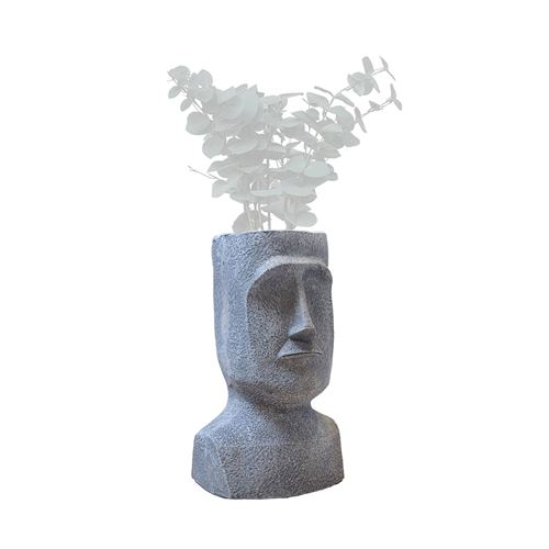 Sweeek Cache pot figurine Aztèque porte plante statuette en magnesia H42cm