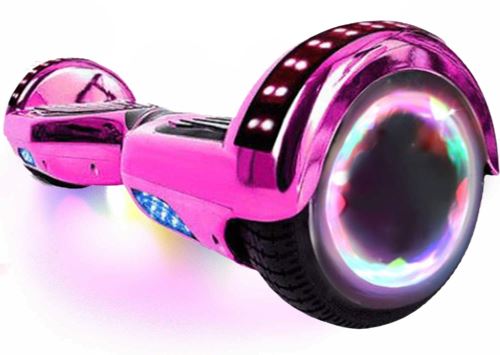 6,5 Overboard LED et Bluetooth, Moteur 700W, Auto Équilibre, Sac et Télécommande, Rose Chromé