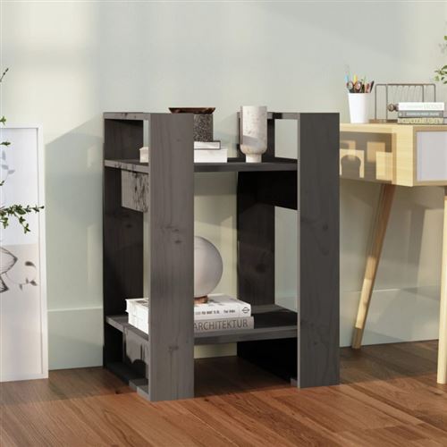 Non Communiqué Gris Bibliothèque Séparateur De Pièce 41X35x57 Cm Pin Solide