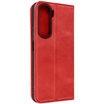 Étui pour Honor 90 Lite Portefeuille et Support vidéo Motif Croisillon CrossWeave Wallet rouge - 1