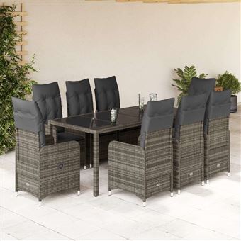 Salon de jardin GENERIQUE resine tressee 9 pieces 190 x 90 x 75 cm - 1