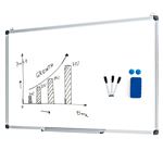 Tableau Blanc Magnétique Pliable 160x50cm Aluminium - 3 Panneaux, Idéal Bureau École Maison
