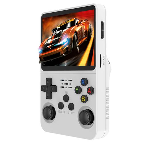 Console de jeu portable R36S Écran IPS de 3,5 pouces Système Linux 11 Émulateur 64 Go Blanc