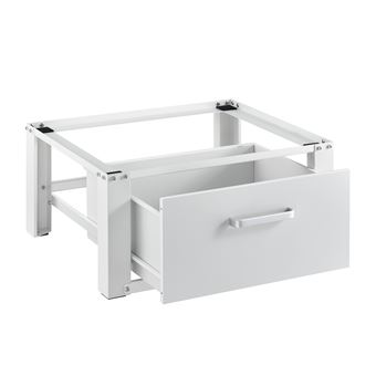 en.casa] Kit de Superposition Intercalaire Lave-Linge Sèche-Linge Support  de Lave-Linge Acier Aluminium Blanc 63 x 54 x 31 cm
