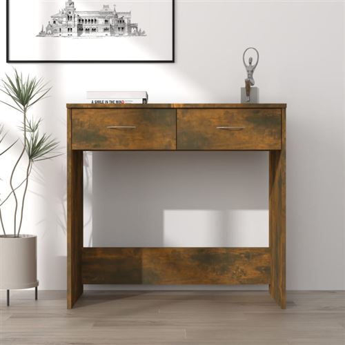 Vidaxl bureau contreplaqué chêne fumé 80x40x75 Cm - Image 4