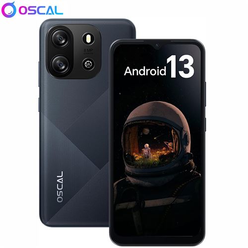 Smartphone pas cher Oscal FLAT 1C 6,517 pouces 4Go+32Go/SD 1To 8MP+5MP 4700mAh Android 13 Dual SIM Face ID/OTG - Noir