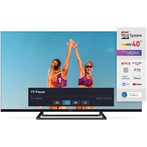 TELE System Smart TV 40 Pollici Full HD LED Frameless DVB T2 tivùsat