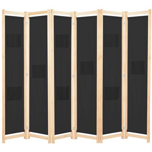 vidaXL Cloison de séparation 6 panneaux Noir 240 x 170 x 4 cm Tissu