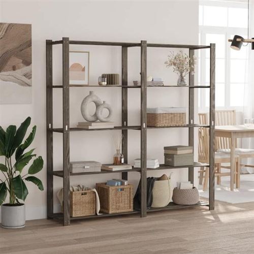 Non Communiqué Gris Vidaxl Support De Rangement À 5 Niveaux 170X38x170 Cm Bois De Pin 373384