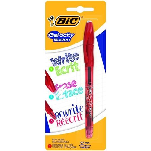 Bic - Stylo Roller Encre Gel Effaçable Gelocity Illusion - Rouge