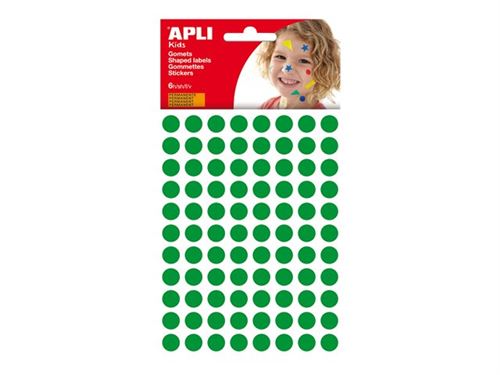 APLI kids - Autocollants éducatifs ronds permanents - 10,5 mm, 6 feuilles - vert