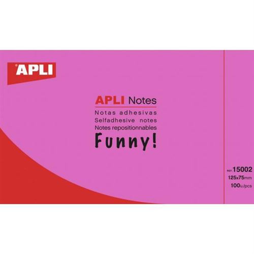 Notes repositionnables 125x75mm Rose Vif Apli 15003