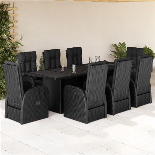 Non Communiqué Noir Vidaxl 9-Delige Tuinset Poly Rattan Zwart3277641