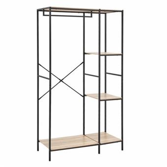 Dressing Penderie + Colonne L. 90 Cm UTAH Avec 1 étagère Et 7 Bacs En Tissu Bois Et Noir