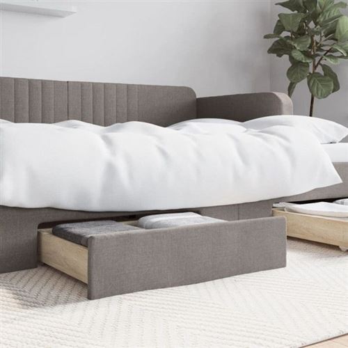 Tiroirs de lit 2 pcs taupe bois d ingénierie et tissu