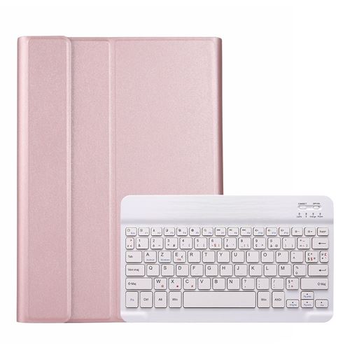 Étui HSMY avec Clavier Français AZERTY Bluetooth pour Samsung Galaxy Tab S5e T720 T725 - Or rose&Blanc