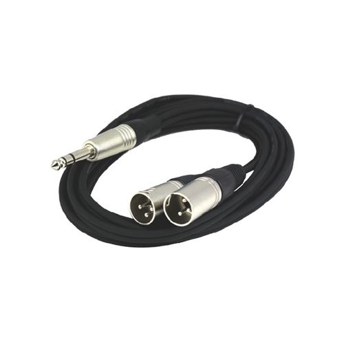 Power Acoustics Cab 2115 - Câble 3m - JACK STEREO Mâle - XLR 3 PIN Mâle