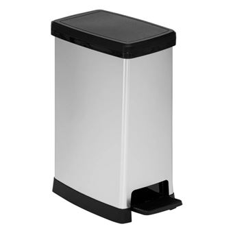 Poubelle à Pédale Slim 50L Paris Prix FIVE - Argent Métallisé, Finition Anti-traces