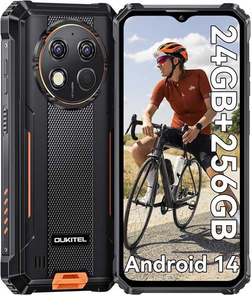 OUKITEL G1 Téléphone Portable 6Go 256Go Android 14 Smartphone 6.52 10600mAh/18W Dual SIM 4G-Orange