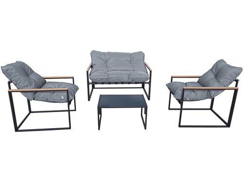 HABITAT ET JARDIN  - Salon de jardin Jules - 4 places - Gris/Noir