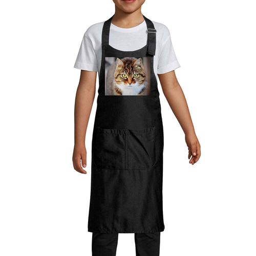 Fabulous Tablier Cuisine Enfant 2 Poches Noir Magnifique Chat Tigre a Poil  Long Gros Plan - Haut de gamme - Tablier - Achat & prix