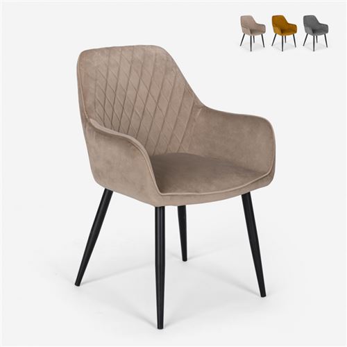 Fauteuil de salon modern confortable en velours design rembourré Nirvana, Couleur: Beige