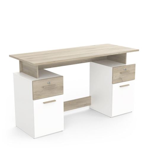 Demeyere - Bureau PLATON - Chêne et Blanc Mat - 134,8 x 55 x 76,4 cm - Image 3