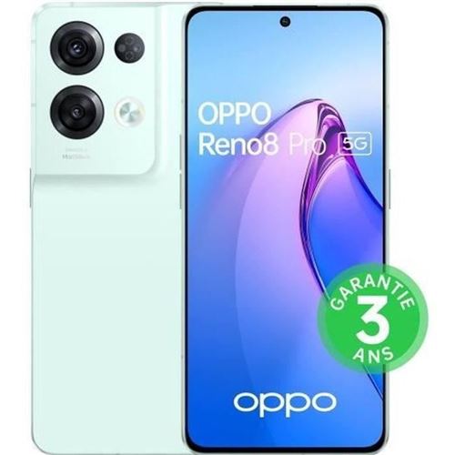 OPPO Smartphone Reno8 Pro - 256Go - 5G - Vert Glacé (2022) - Reconditionné - Très bon état
