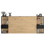 Tête De Lit Suspendue 5 Larges Lattes NINA 240 Cm Bois Clair Et Etageres Blanches 73334045