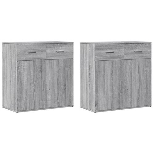 VIDAXL - Buffet - Lot de 2 - Gris - 79x38x80 cm - Image 2