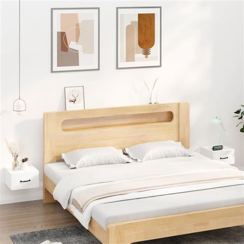 Vidaxl Blanc Tables De Chevet Murales - Image 3