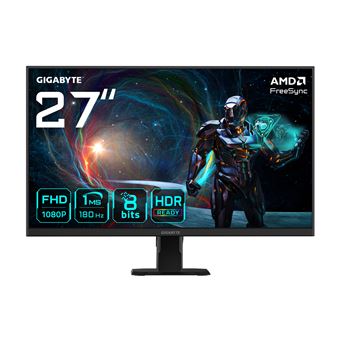 Gigabyte GS27FA - Écran LED - jeux - 27" - 1920 x 1080 Full HD (1080p) @ 180 Hz - SS IPS - 300 cd/m² - 1000:1 - 1 ms - 2xHDMI, DisplayPort - 1