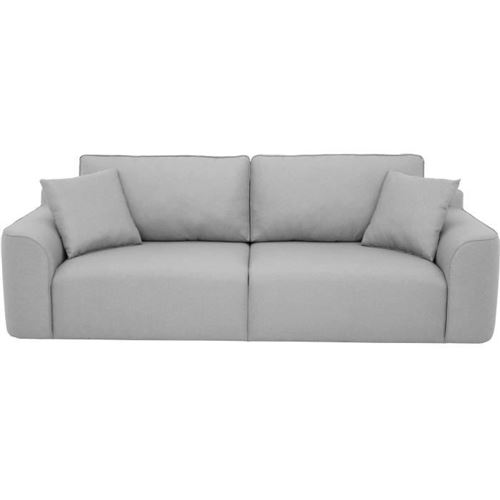 Canape 4 places BIG JOHN - Tissu Malmo Gris - Pouf assorti - L 272 x P 106 x H 95 cm