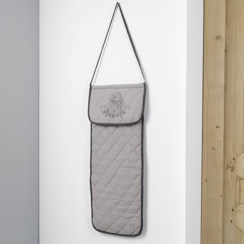 Sac a pain matelasse 27 x 70 cm polyester brode bonheur Taupe/Anthracite