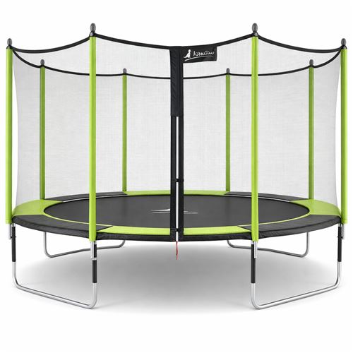 Trampoline de jardin JUMPI Vert/Noir 430 - 426 cm - Filet de s&eacute;curit&eacute;