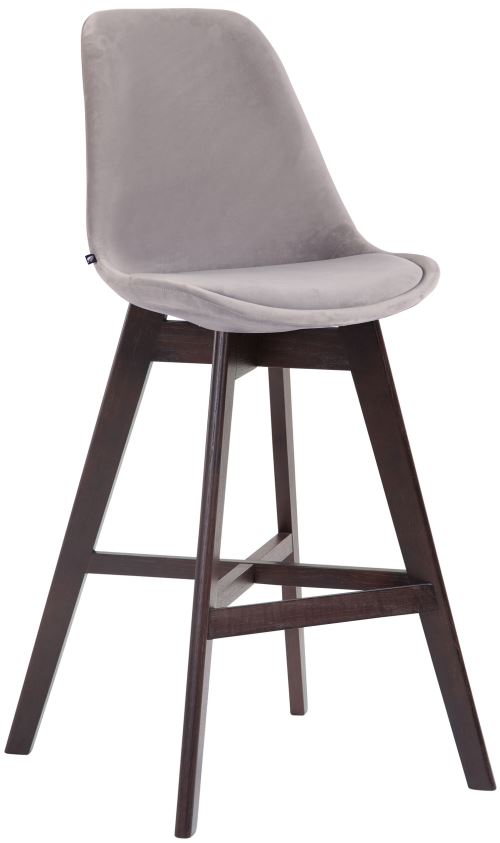 Tabouret de bar Cannes en velours , Gris/Cappuccino