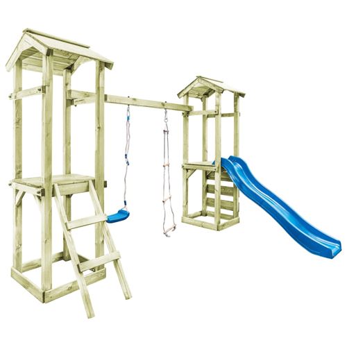 vidaXL Speelhuis ladder, glijbaan en schommel 300x197x218 cm FSC hout