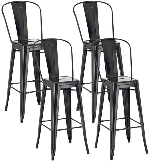 Lot de 4 tabourets de bar Design Aiden , Noir